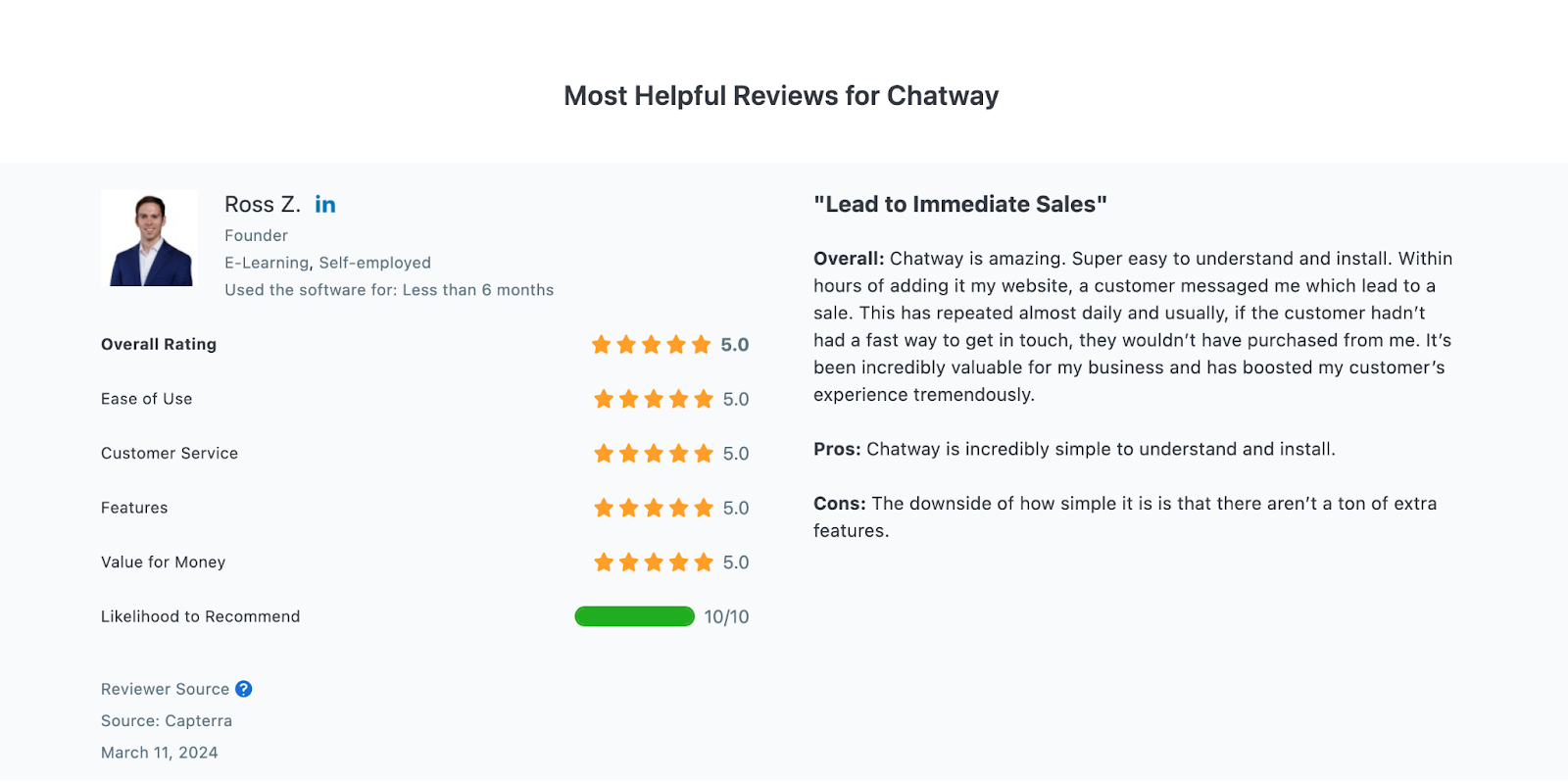 Chatway review from Capterra